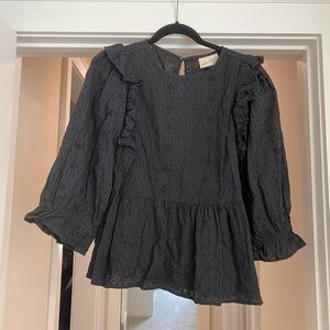 Universal thread black peasant top XS